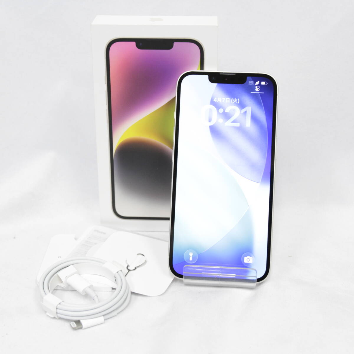 極美品 Apple iPhone 14 MPUQ3J/A 128GB スターライト SIMロックなし BT85％ A2881 初期化済 doomo ○ アイフォン スマホ 2604-N0017M(NT)
