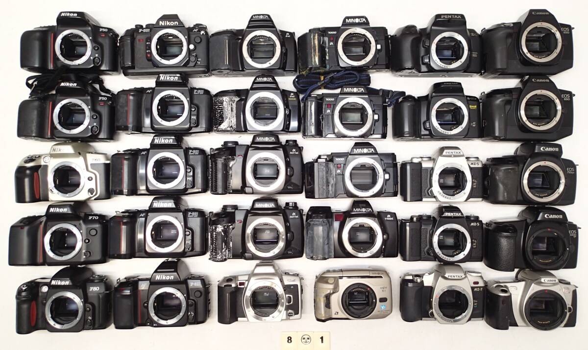 M801E Canon Nikon Minolta Pentax AF 一眼レフ カメラ 大量 EOS 1000QD 750QD F80 F70 F60 F-801 α 7700i MZ Z-20P 等 レトロ ジャンク