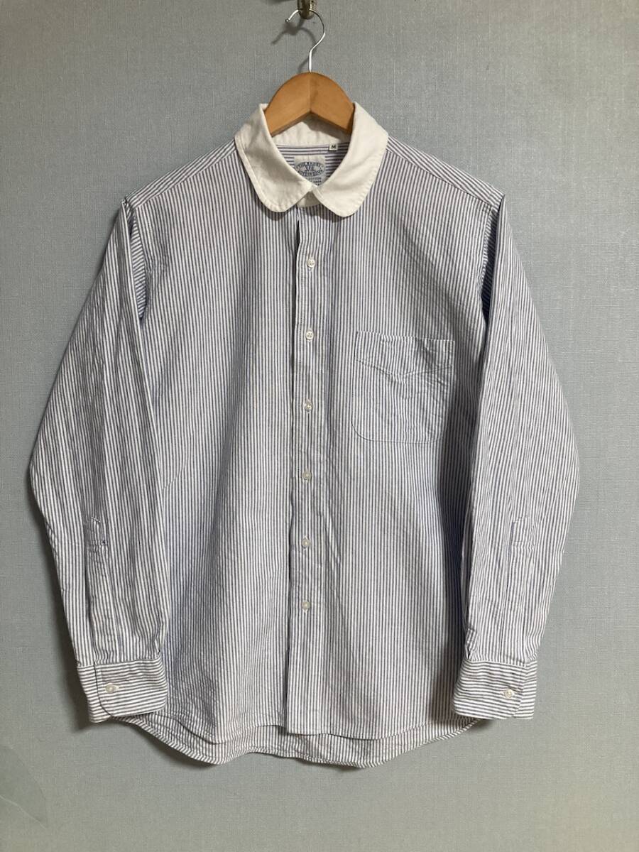 ★THE BAGGY バギー ストライプ柄 ラウンドカラーシャツ M 長袖シャツ オックスフォード