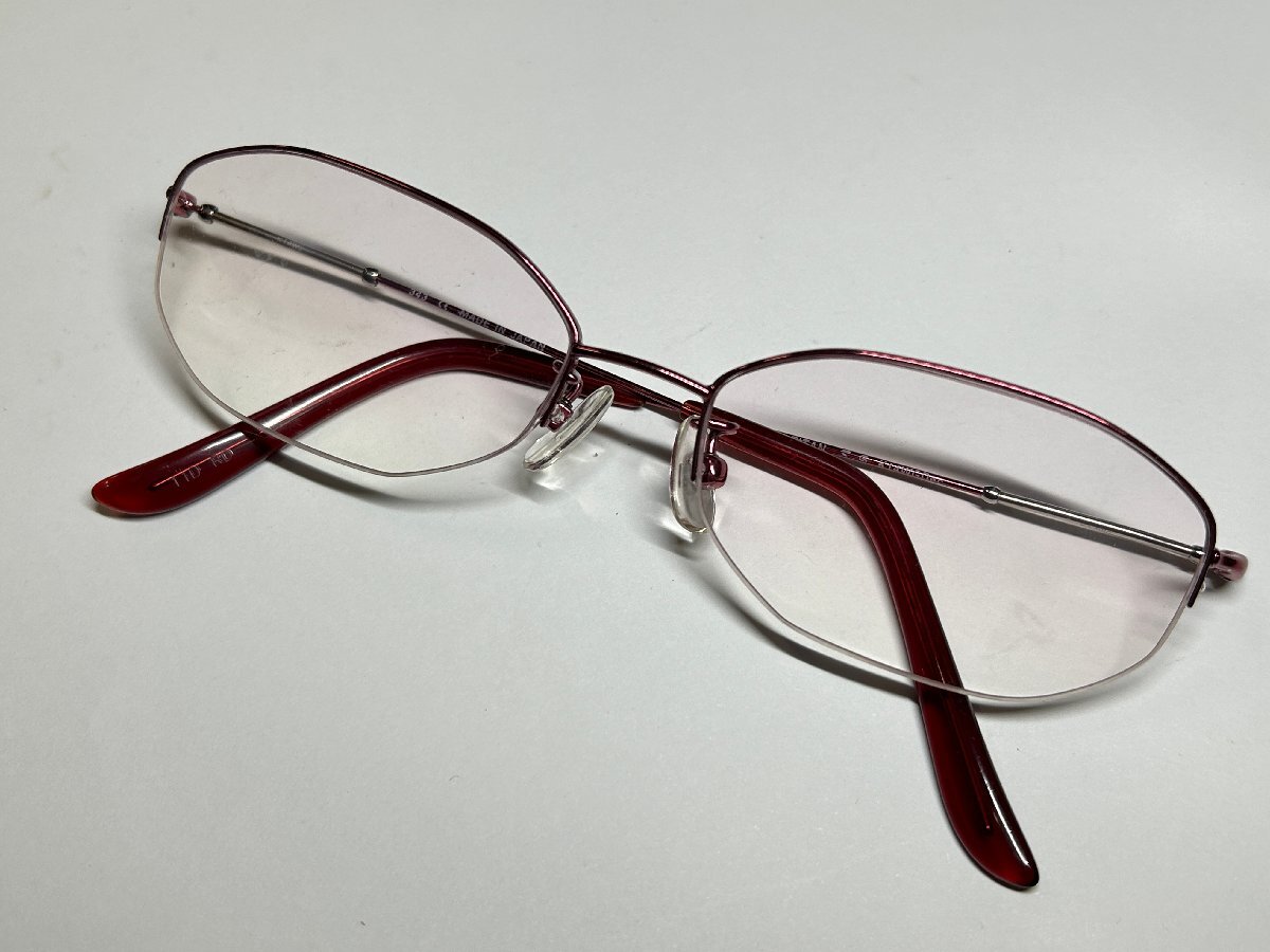 【東京都忘れ物市】状態良好★メガネフレーム/レディース〈K14WG刻印あり〉 MADE IN JAPAN/日本製/ハーフリム/レッド 【中古C119】