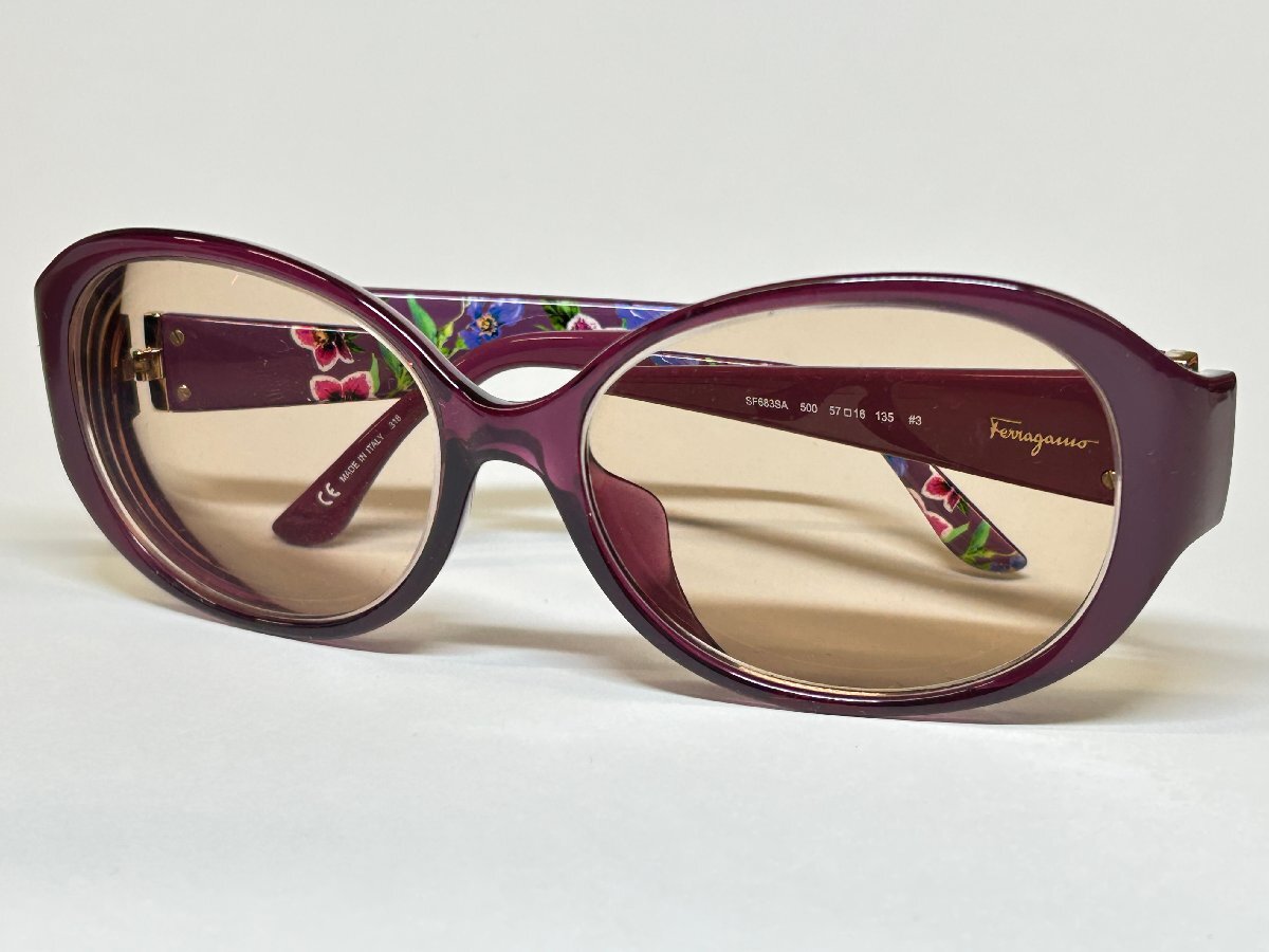 状態良好★サルバトーレフェラガモ サングラス　度あり　 SF683SA 500 MADE IN ITALY ワインレッド　【東京都忘れ物市】 etc359