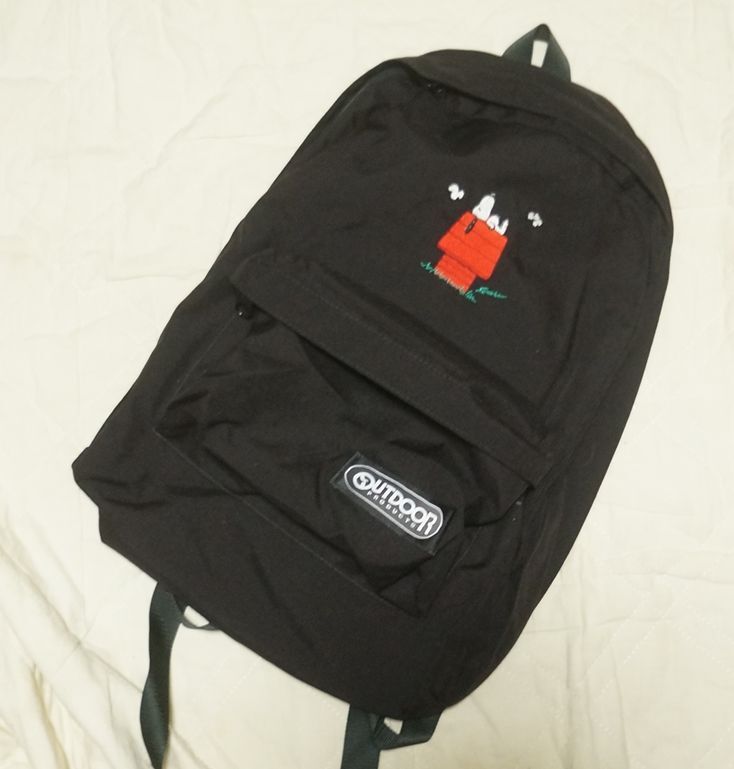 米国製 OUTDOOR スヌーピー刺繍 デイパック 黒 アウトドア　MADE IN USA　アメリカ製