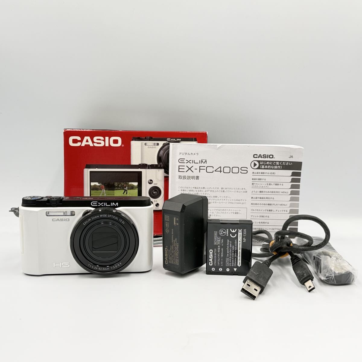 【ほぼ未使自宅保管品・備品元箱付き】CASIO EXILIM EX-FC400S ホワイト コンパクトデジタルカメラ デジタルカメラ デジカメ