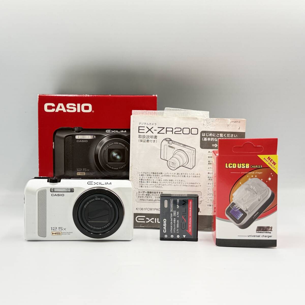 【動作品・備品元箱付き】CASIO EXILIM EX-ZR200 　コンデジ　デジカメ　デジタルカメラ　撮影&フラッシュ動作OK