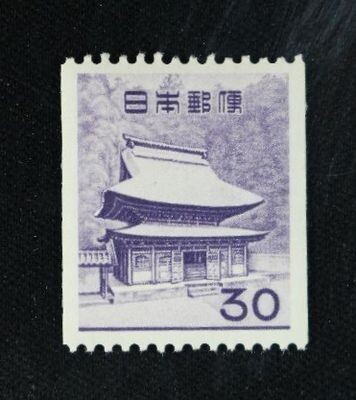 ☆コレクターの出品 第３次動植物国宝切手『円覚寺舎利殿』コイル３０円 ＮＨ美品 J-34