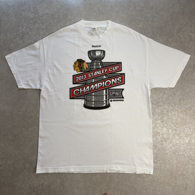 Reebok リーボック NHL 2013 STANLEY CUP CHAMPION Tシャツ XLサイズ メキシコ製
