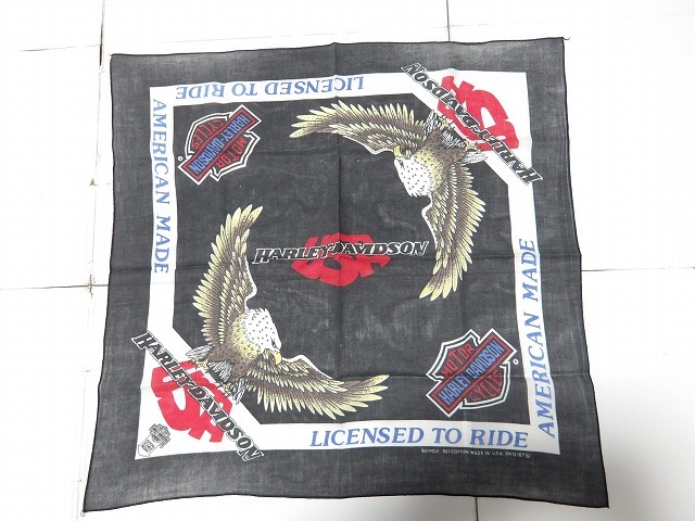 N9868:HARLEY DAVIDSON(ハーレーダビッドソン)ヴィンテージバンダナ/白黒:136