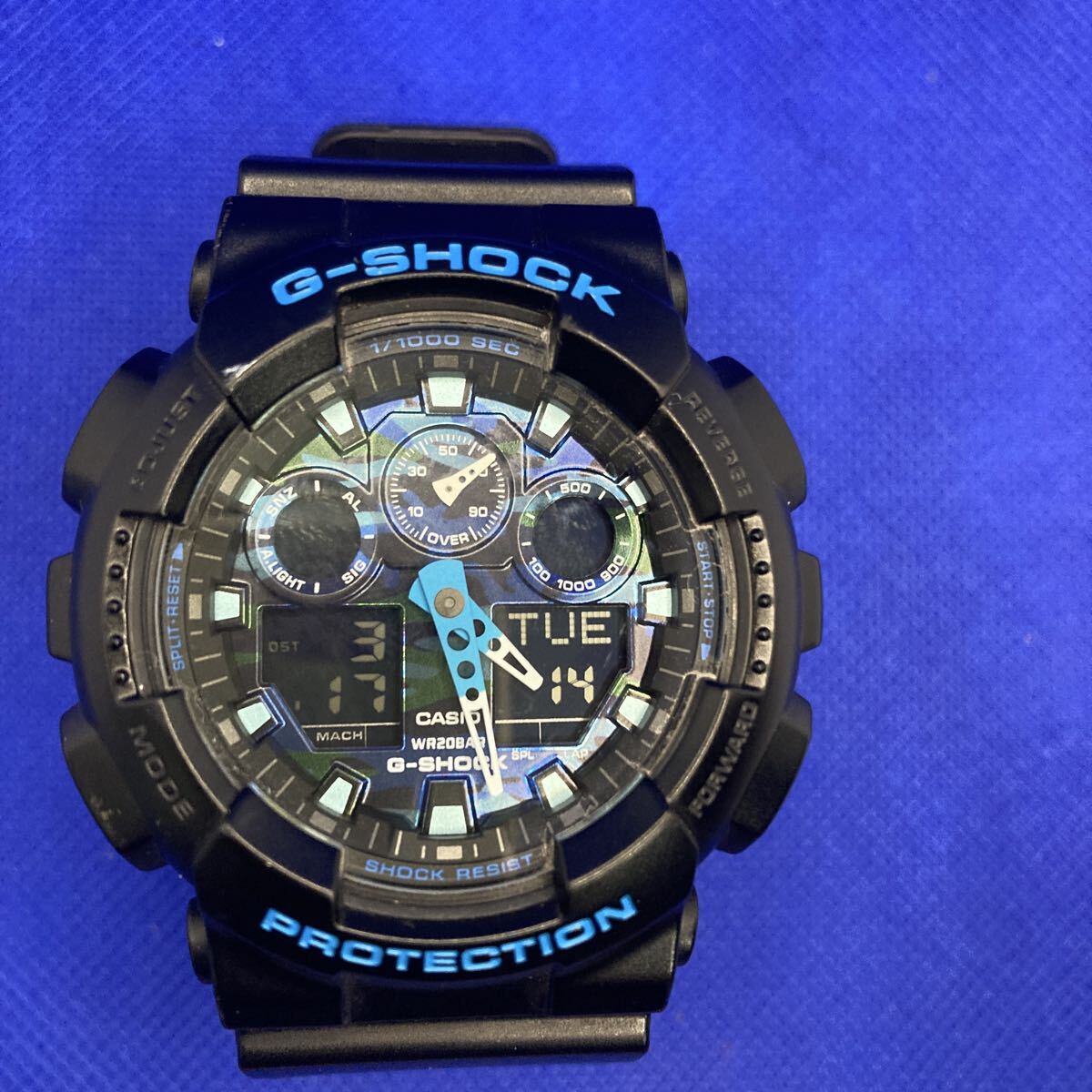 【か033】G-SHOCK CASIO GA-100CB ブルー ジーショック カシオ クォーツ腕時計 デジアナ