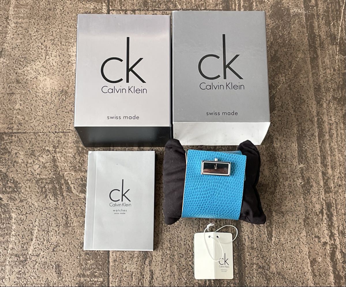 美品 送料無料 CK カルバン クライン Kalvin Klein ブレスレットウォッチ 腕時計 ブルー 青 外箱 説明書 付属品 付き レディース 良品