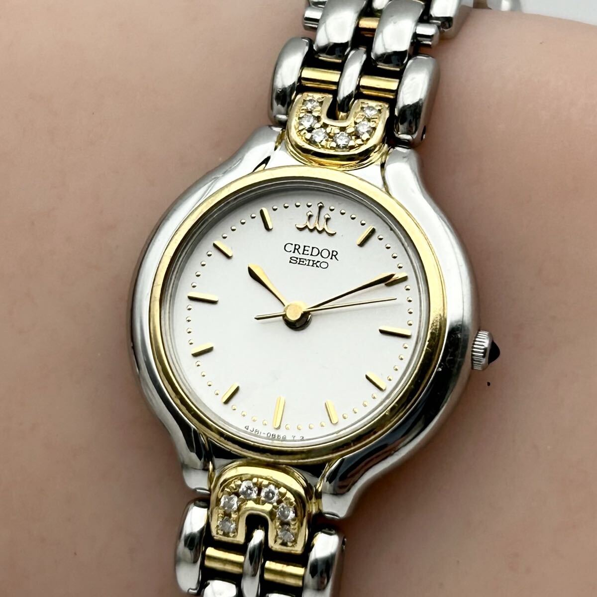 【付属品有 18KT 新品電池 稼働】SEIKO セイコー CREDOR クレドール 4J81-0A90 腕時計 YG コンビ ラグダイヤ 高級ドレスウォッチ JAPAN