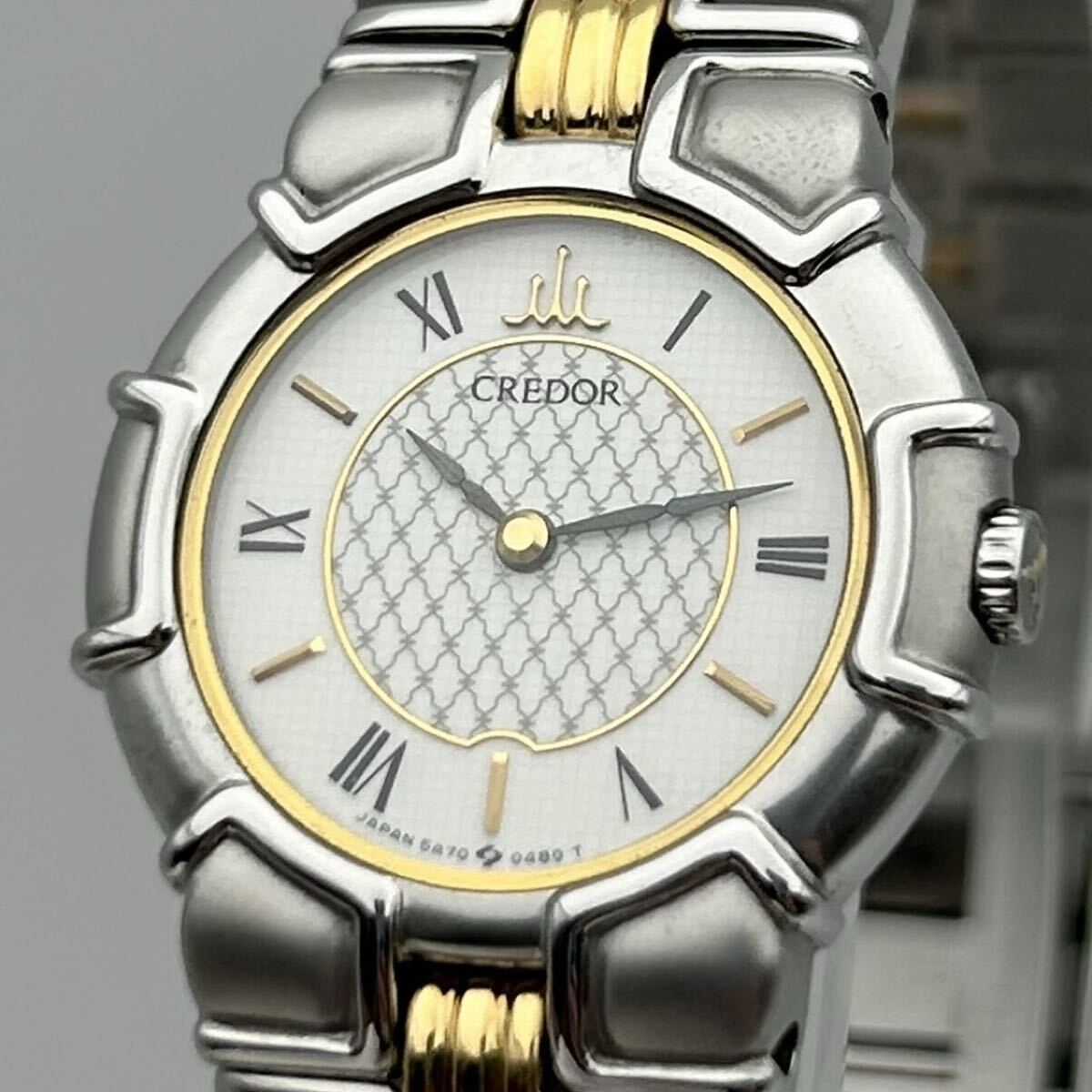 【付属品有り 稼働】SEIKO セイコー CREDOR クレドール エントラータ 5A70-0160 腕時計 ローマン コンビ レディース JAPAN