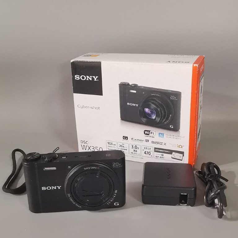 美品 SONY Cyber-Shot DSC-WX350 ソニー サイバーショット 黒 コンパクトデジタルカメラ 充電器 箱 Z8544