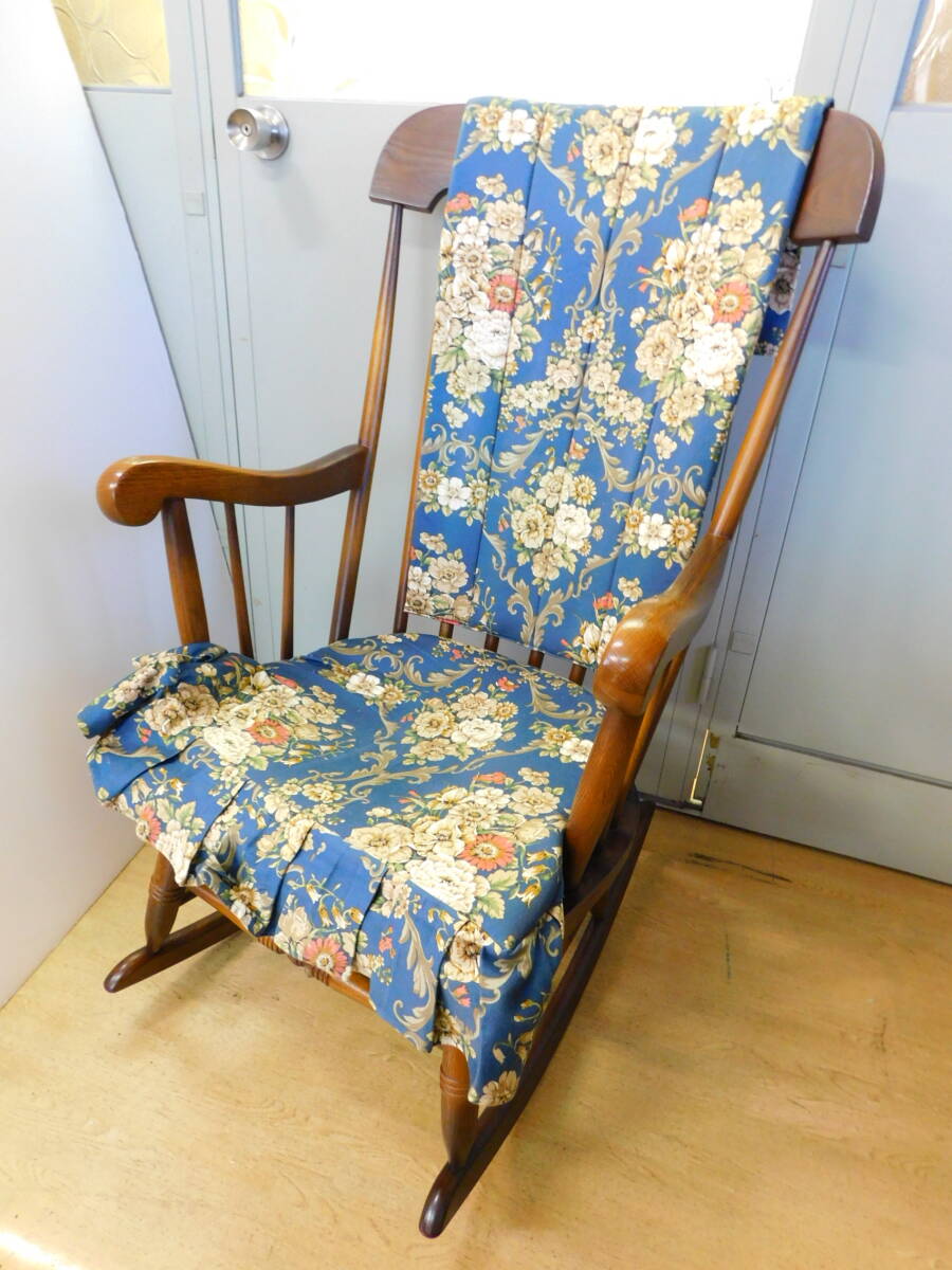 m1024♪美品♪ キツツキ 飛騨産業 HIDA 穂高 オーク材 ロッキングチェア クッション付き C63 K ハイバック アームチェア 椅子