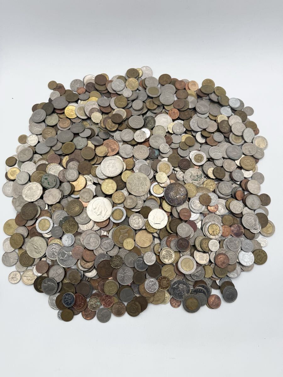 1円スタート 銀貨外国コイン 大量硬貨 コイン 外貨 海外コイン 韓国 アメリカ世界コインコレクションまとめ6.5キロ以上0401c