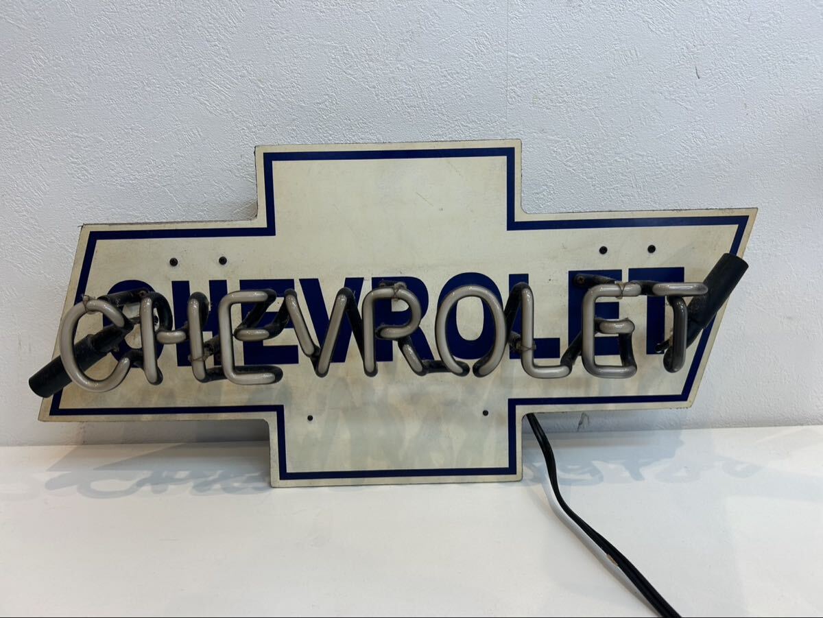 CHEVROLET ネオンサイン 点灯OK ガレージ アメリカン 看板 シボレー ネオン管 インテリア　動作確認済み