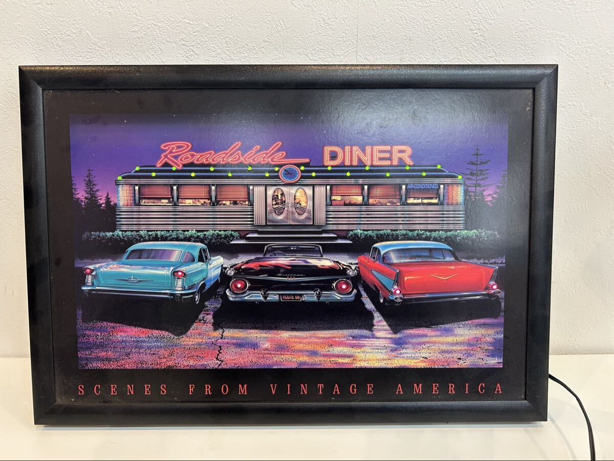 希少アメリカ50'sアートパネルVINTAGE AMERICARoadside DINER ヴィンテージ　ガレージピクチャー