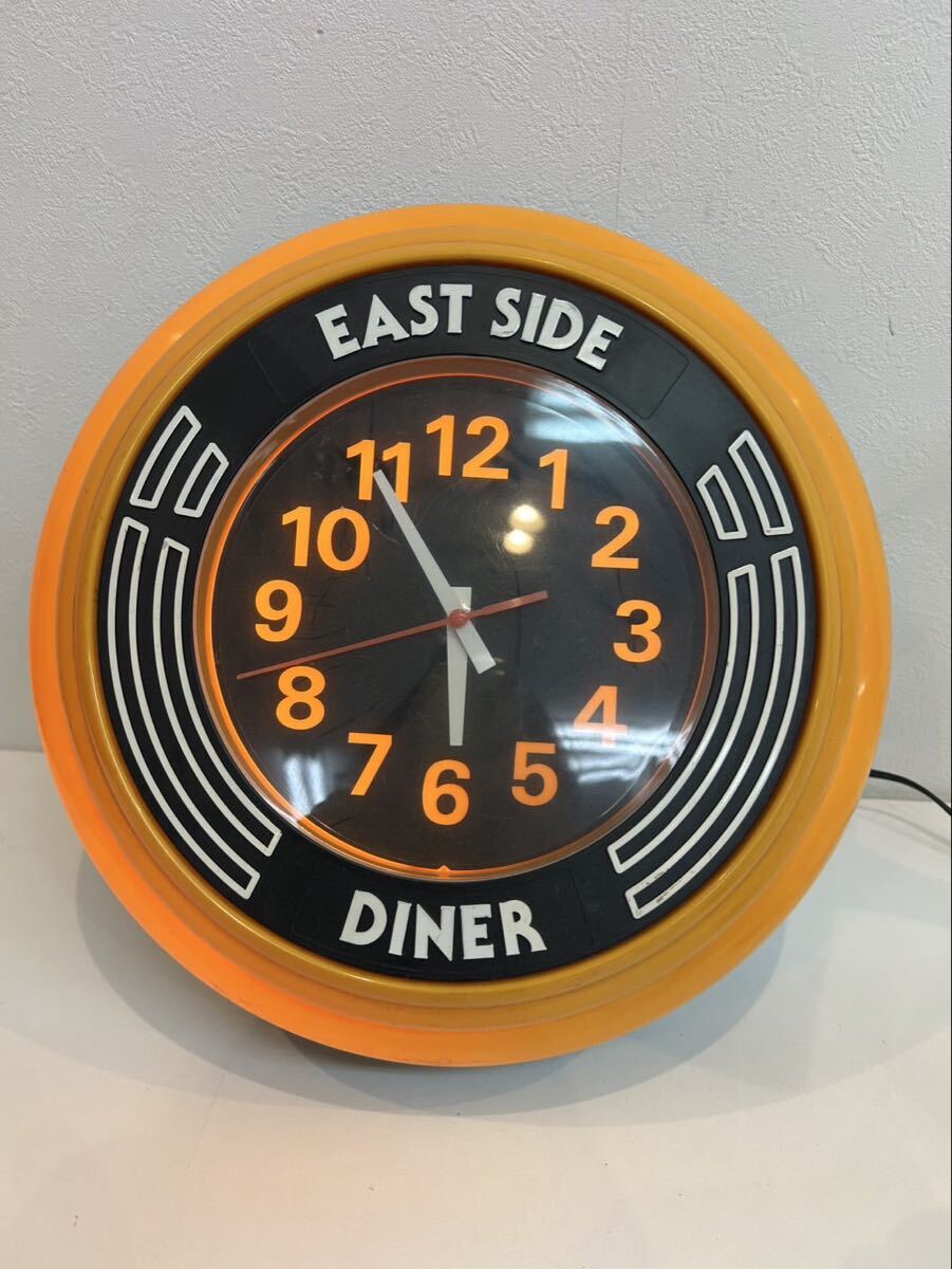 希少　ヴィンテージ 50‘s ストリートキッズ イーストサイドダイナー イエロー プラスチック 壁掛け時計 動作確認済み