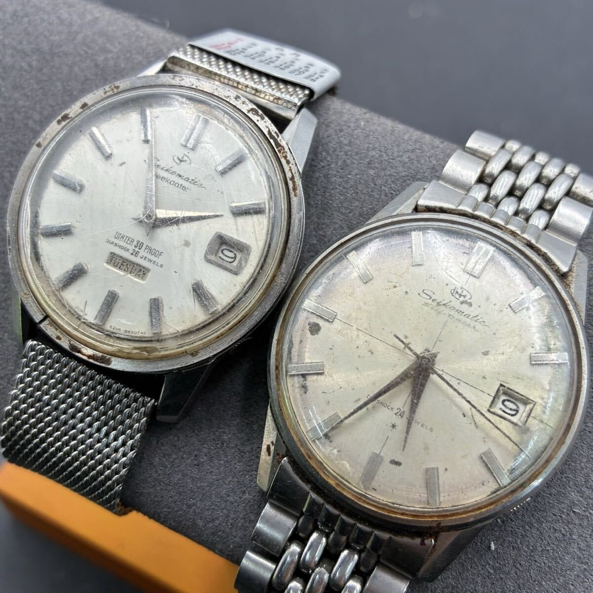 1円スタート SEIKO 腕時計 2点 まとめ Seikomatic Self Dater 24石 Weekdater 26石 自動巻き 稼働品 現状品 UI040125