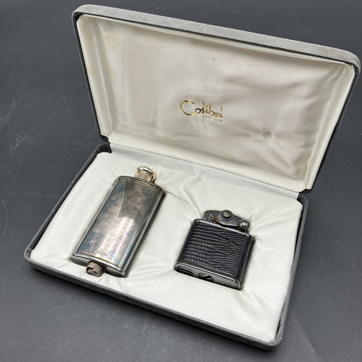 1円スタート Colibri コリブリ オイルライター 携帯用 オイルタンク ユニーク ハンマーヘッド 本革 喫煙具 火花OK N0402キ