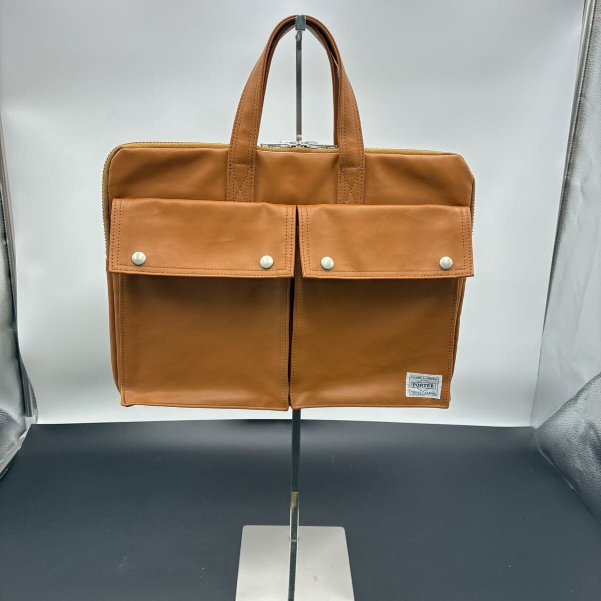 1円スタート PORTER 吉田鞄 記念 レザー ハンドバッグ BUS GIRL ブラウン 本部04023