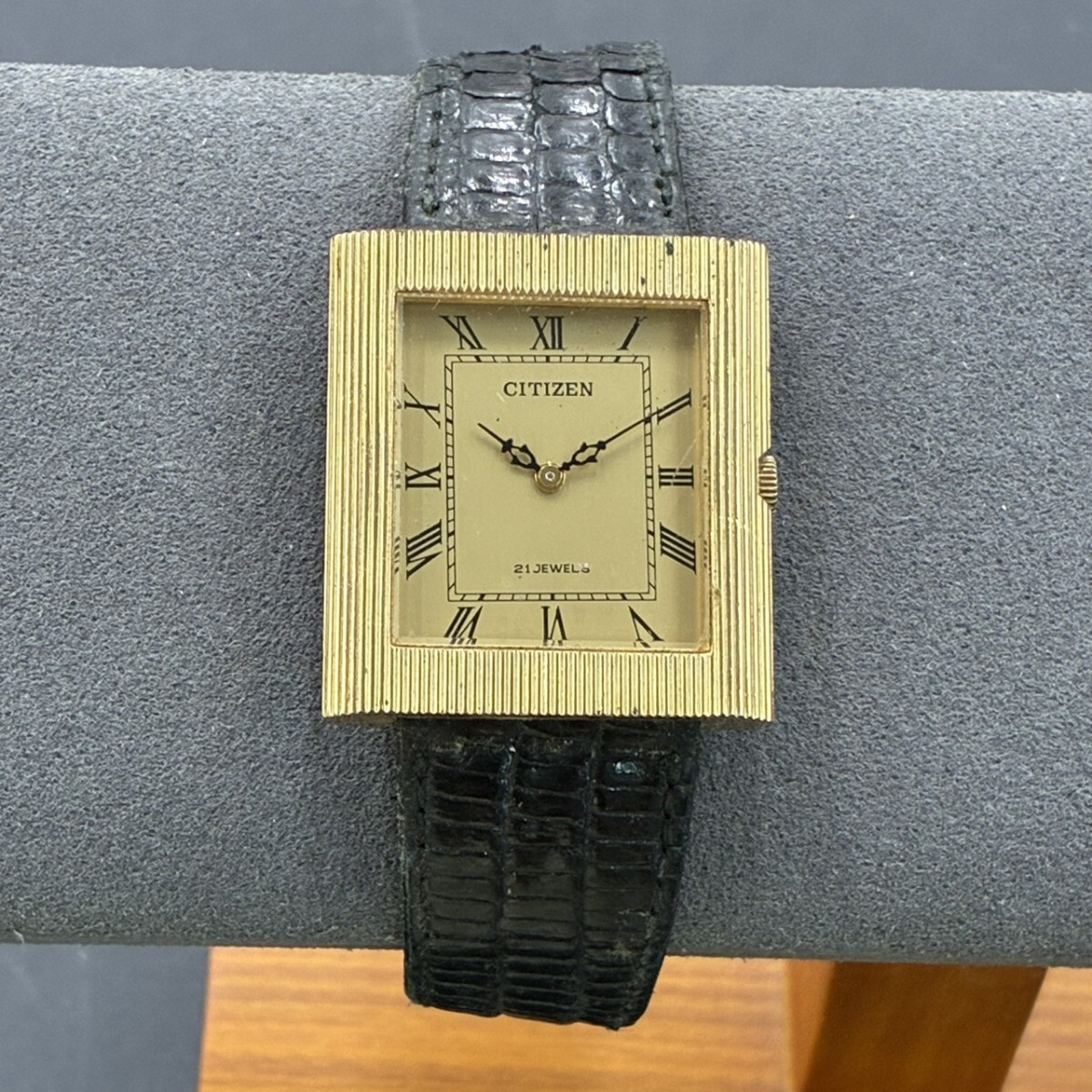 1円スタート CITIZEN シチズン 腕時計 21JEWEL刻印 ゴールド スクエア ヴィンテージ 現状品 AF0402ち