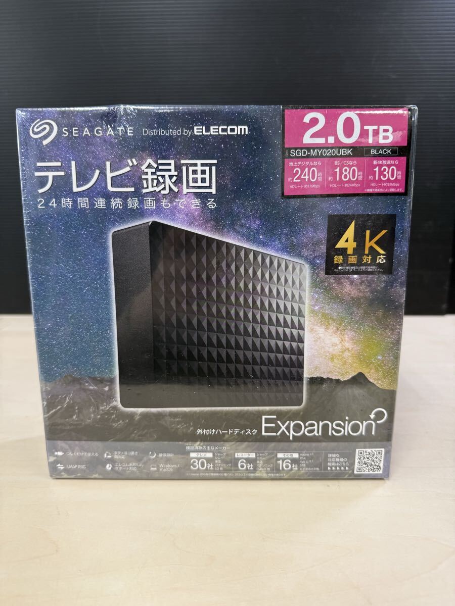 T 未使用品 ELECOM エレコム (SEAGATE) Expansion USB 外付けハードディスク 2TB HDD SGD-MY020UBK