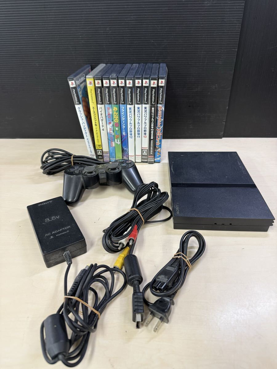T ソニー SONY 薄型 ブラック PlayStation2 PS2 SCPH-77000 プレステ2 動作確認済み ソフト付き