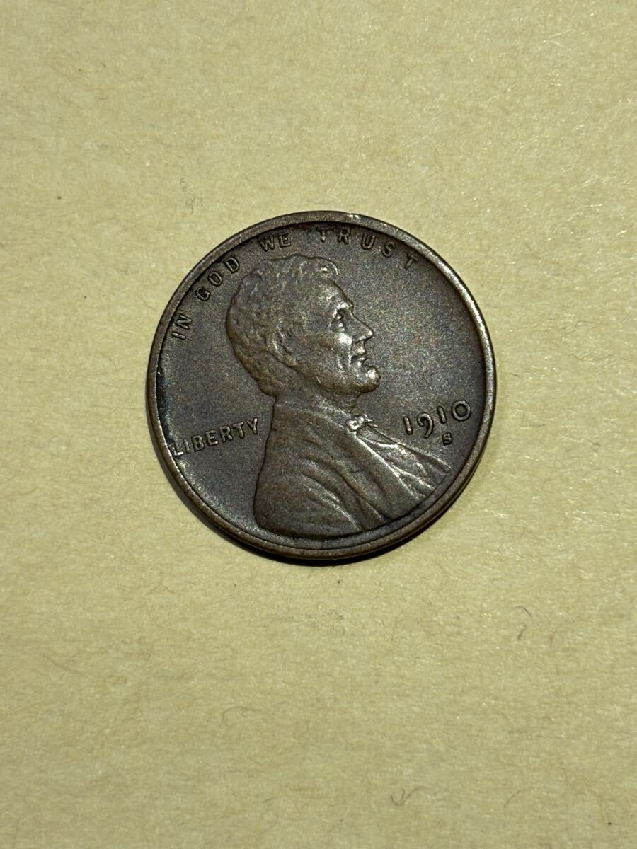 アメリカ　1セント銅貨　1910S 特年　希少　レアコイン　古銭　ウィートペニー　リンカーン　サンフランシスコミント