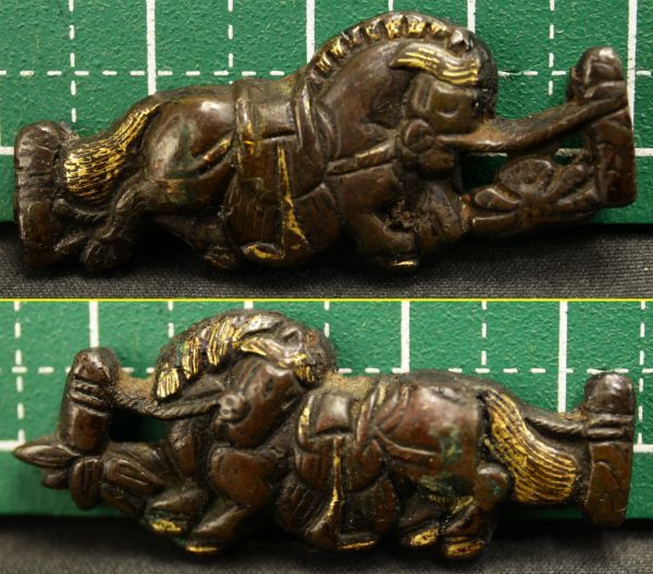細密鍛金象嵌 時代赤銅造 騎馬 目貫一対 　　　　　　　　　　　　　　　　　　　　　　　　　　検索→戦国 ハバキ 切羽 鍔 縁頭 太刀拵