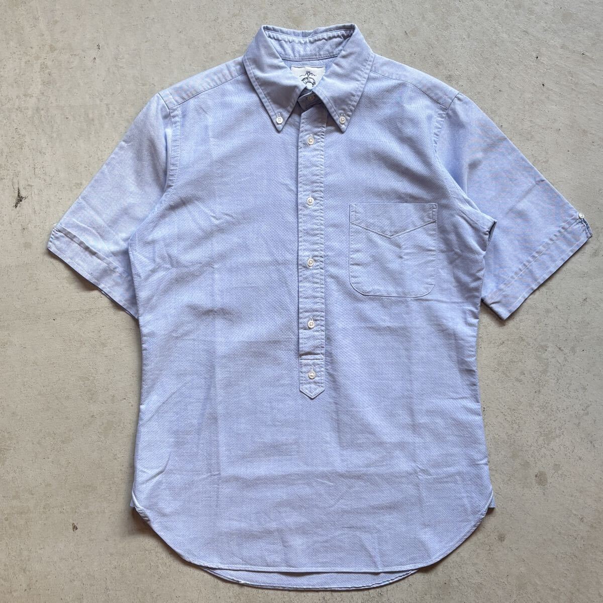 【Brooks Brothers】半袖 ボタンダウンシャツ プルオーバー オックスフォード 青/BLUE 青 S相当 ブルックスブラザーズ コットン 正規品