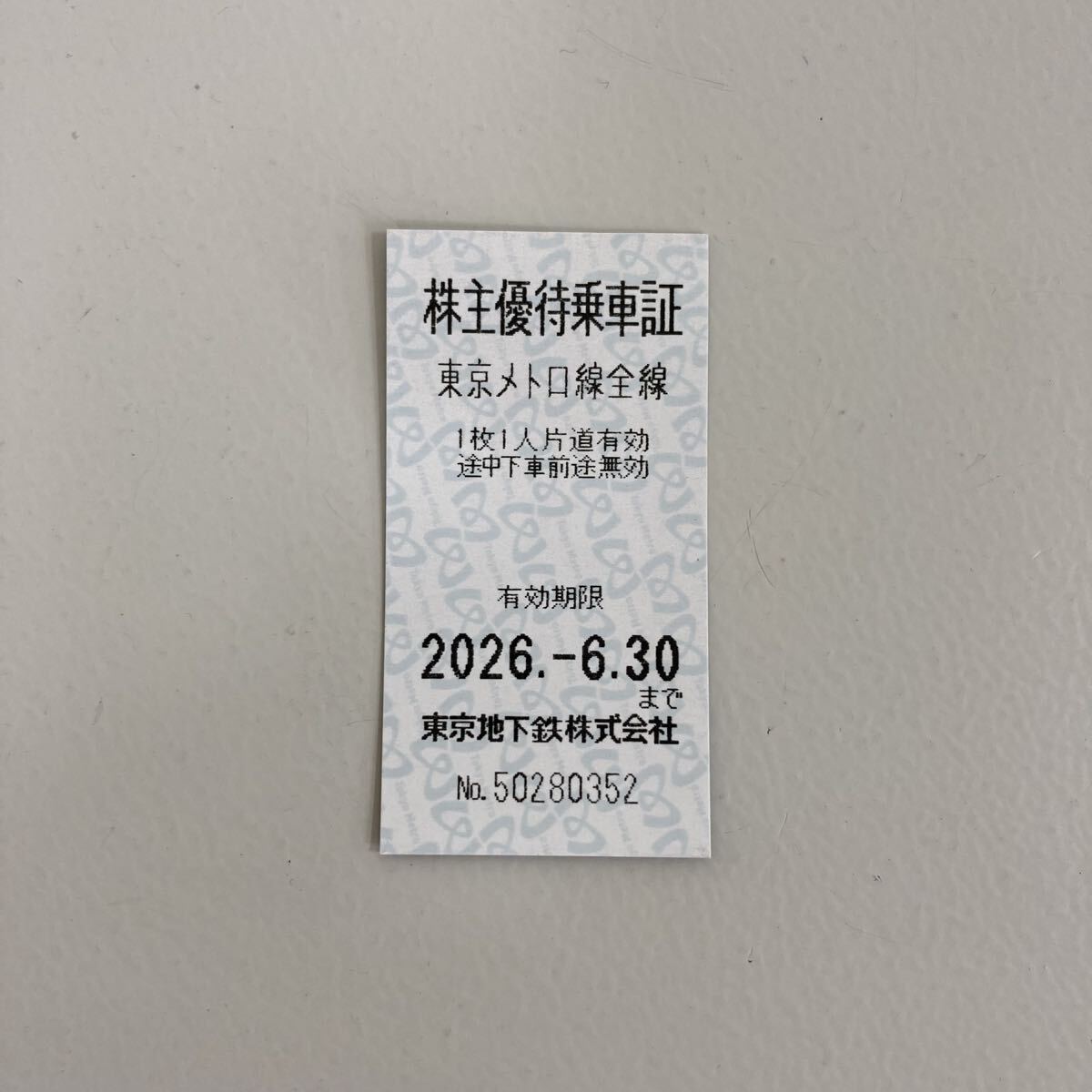 1円〜！ 東京メトロ メトロ 株主優待乗車証 株主優待券 株主 東京地下鉄 鉄道 乗車券 ［095］