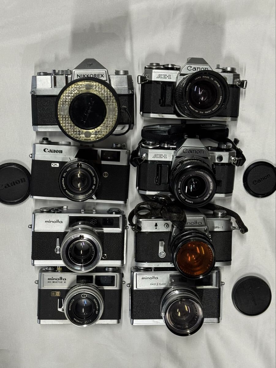 フィルムカメラ まとめ 8点セット Canon AE-1 / Nikon NIKKOREX / Minolta SR-1 Hi-MATIC 他 一眼レフ 動作未確認 現状品