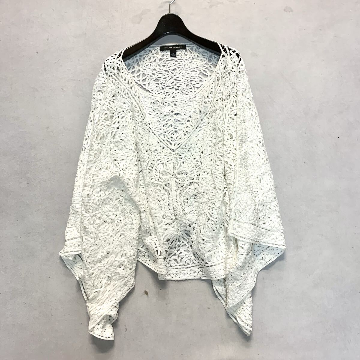 A ▼ 洗練されたデザイン!! RALPH LAUREN ラルフローレン ケープ ポンチョ レース プルオーバー XS レディース 婦人服 トップス