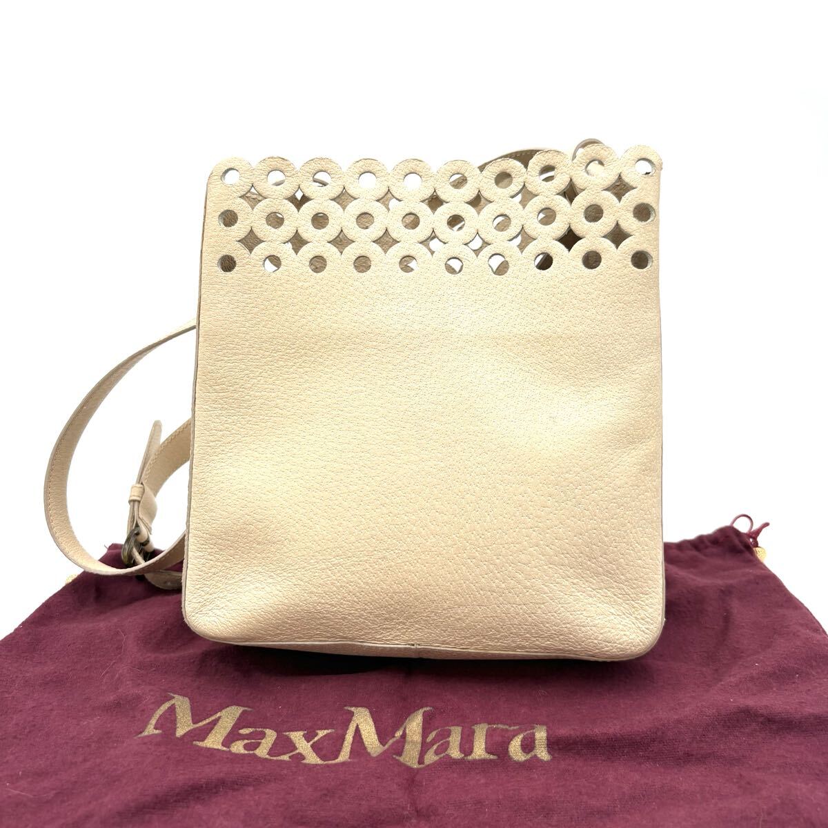 A ■ 保存袋付き 'イタリア製' 洗練されたデザイン MaxMara マックスマーラ ショルダーバッグ 斜め掛け鞄 ボディバッグ レディース カバン 