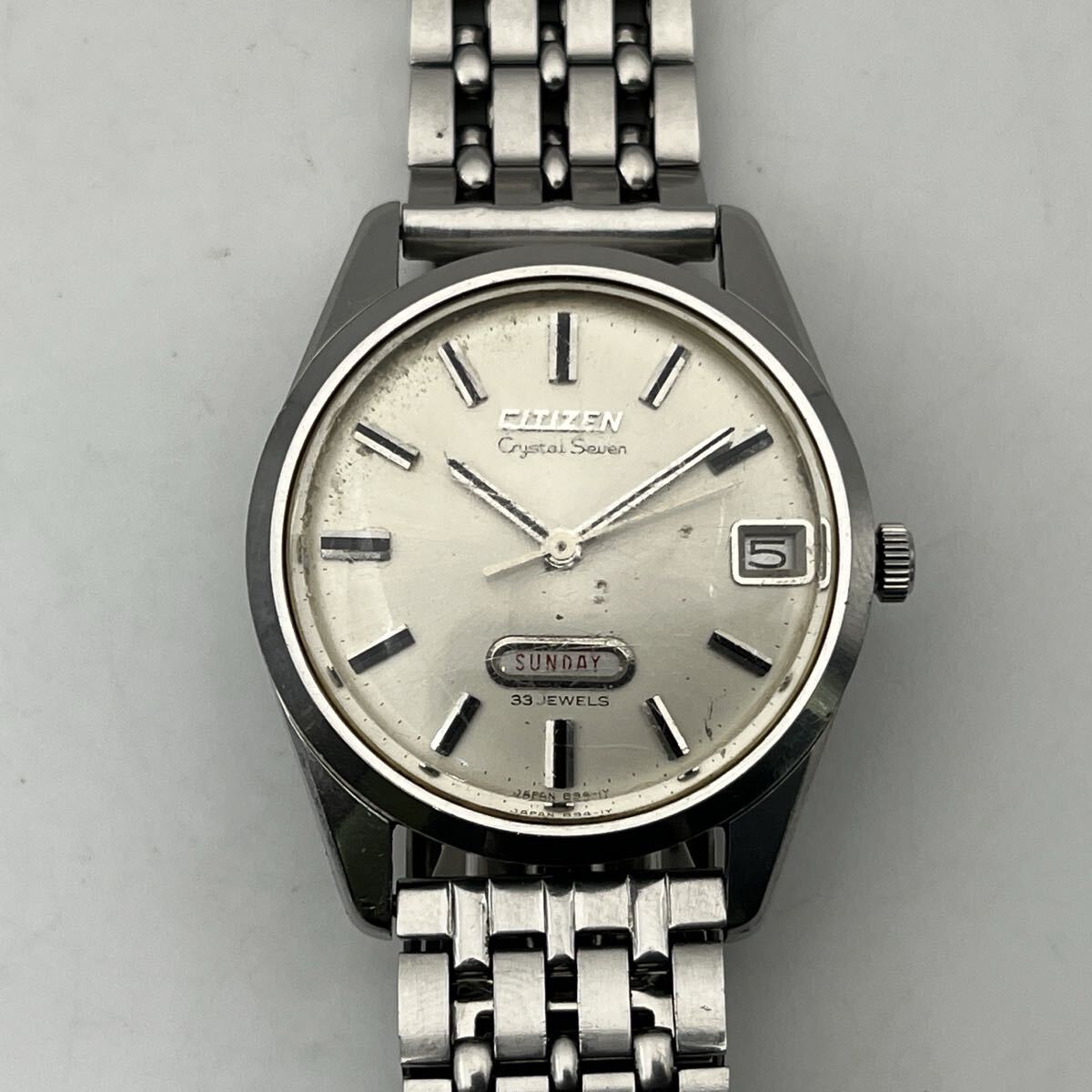 CITIZEN Crystal Seven 33JEWELS AUTOMATIC PARA WATER ACSS2807-Y S.S. シチズン クリスタルセブン 自動巻き 33石 3針 デイデイト