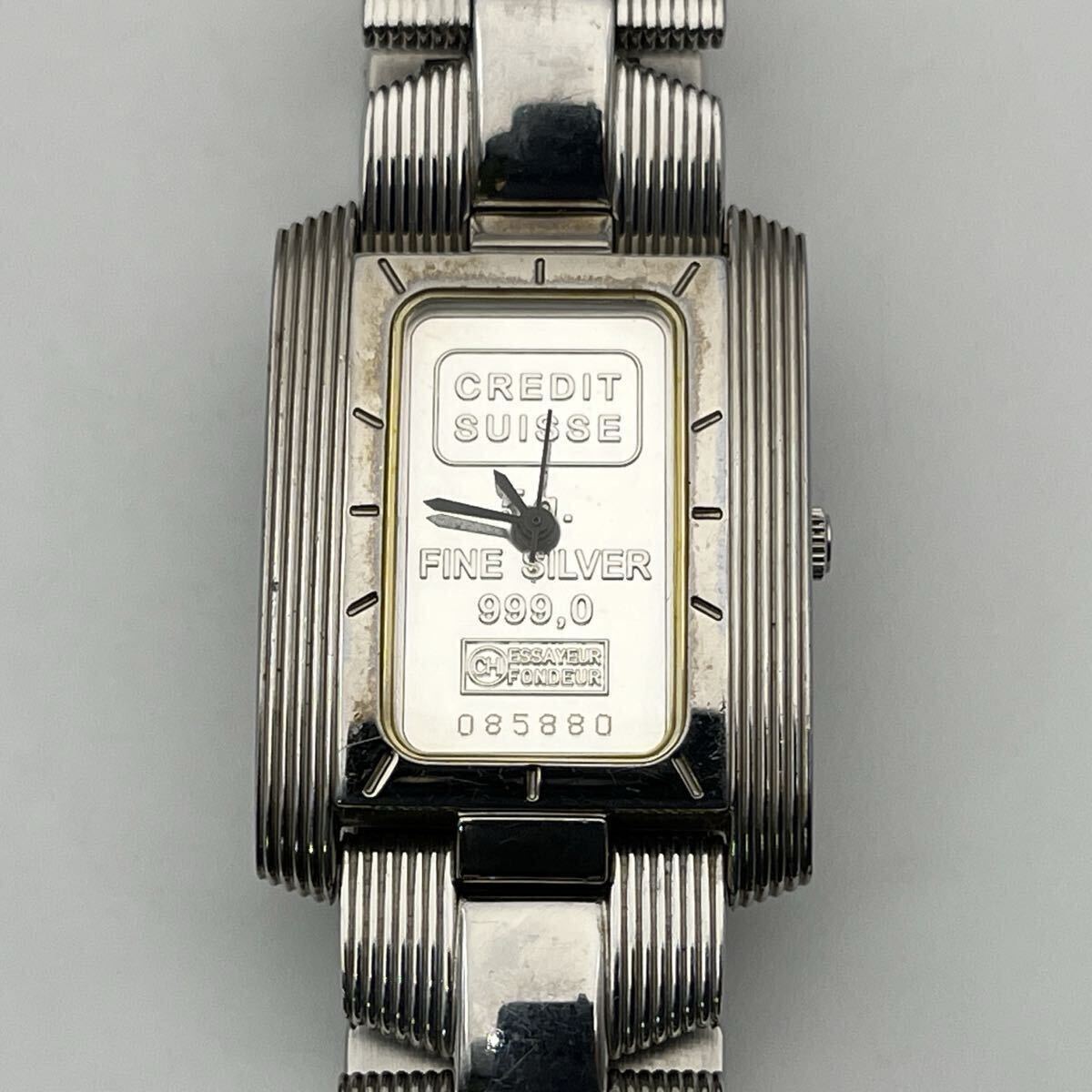 DORIS BLASER WATCH CREDIT SUISSE INGOT 5g. FINE SILVER 999,0 ドリスブラザー クレディ・スイス 純銀プレート入り 3針 新品電池交換済
