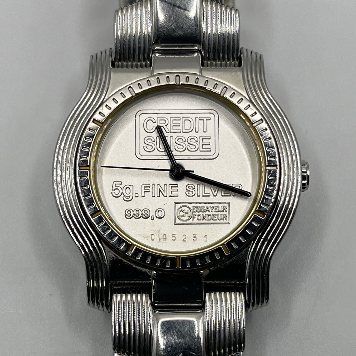 DORIS BLASER WATCH CREDIT SUISSE INGOT 5g. FINE SILVER 999,0 ドリスブラザー クレディ・スイス 純銀プレート入り 3針 動作品