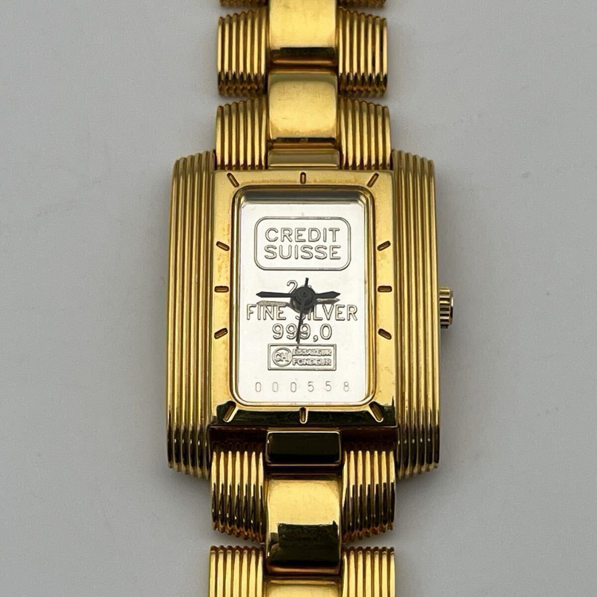 CREDIT SUISSE INGOT WATCH 2g. FINE SILVER 999,0 クレディ・スイス インゴットウォッチ 純銀プレート入り 3針 アンティーク