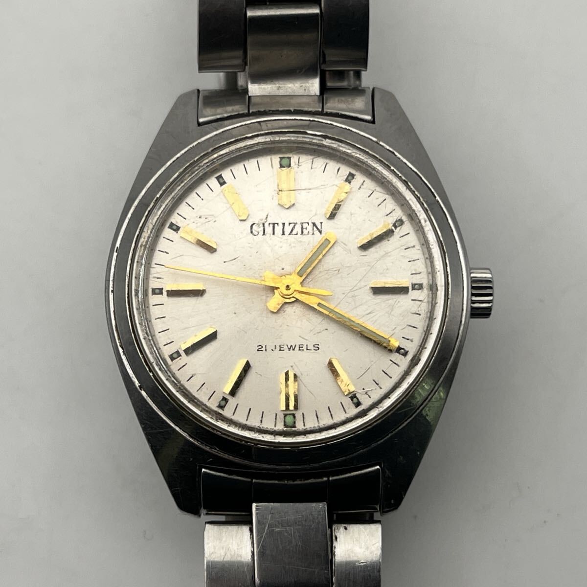 CITIZEN 21JEWELS 53-8019 JAPAN ALL STAINLESS STEEL WATER RESISTANT ANTIMAGNETIC シチズン 手巻き 21石 3針 アンティーク 動作品
