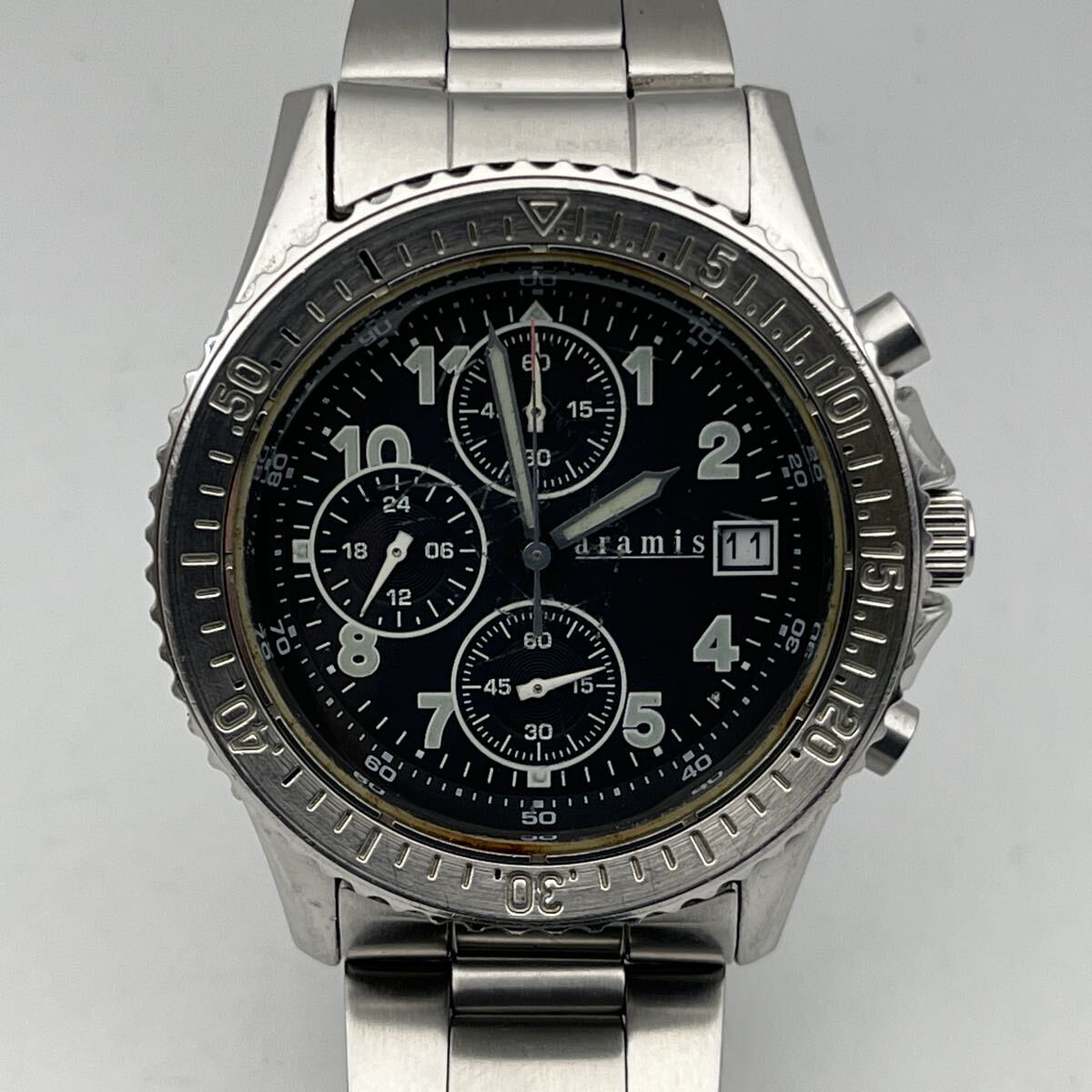 aramis 1/100SEC. CHRONOGRAPH ALL STAINLESS STEEL WATER RESISTANT 5bar アラミス クロノグラフ 動作品