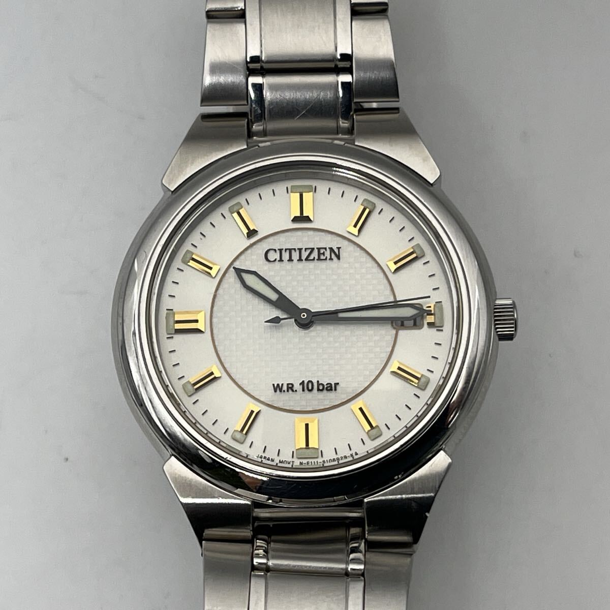 CITIZEN W.R.10BAR ST.STEEL E111-S027161 HST GN-4-S シチズン ソーラー 3針 デイト