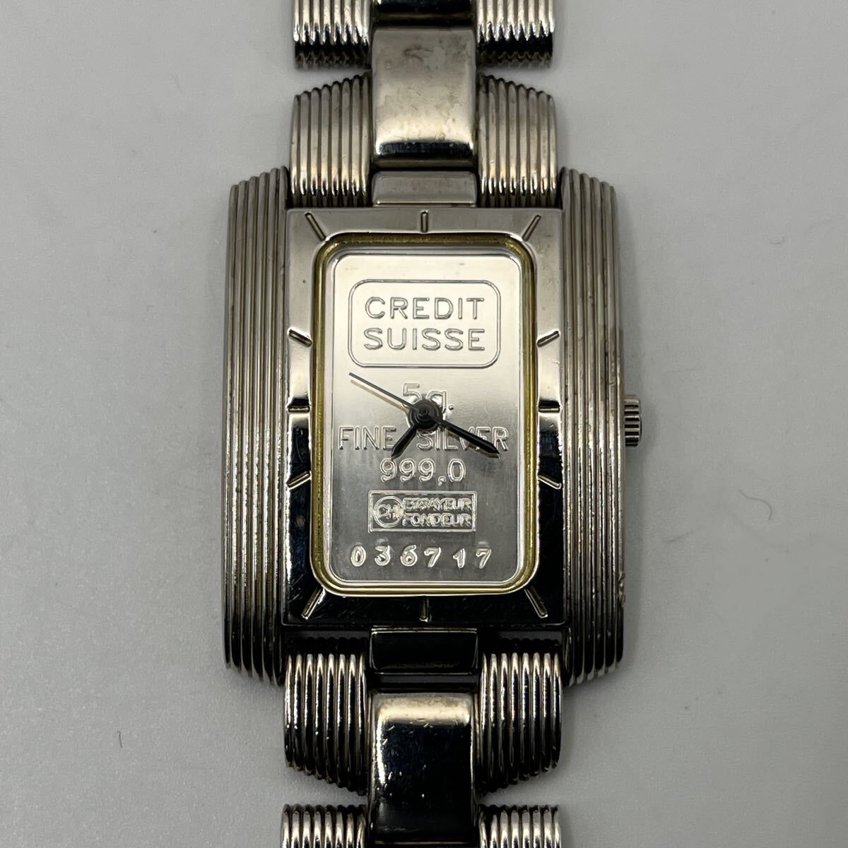 CREDIT SUISSE INGOT WATCH 5g FINE SILVER 999,0 クレディ・スイス インゴットウォッチ 純銀プレート入り 3針 新品電池交換済