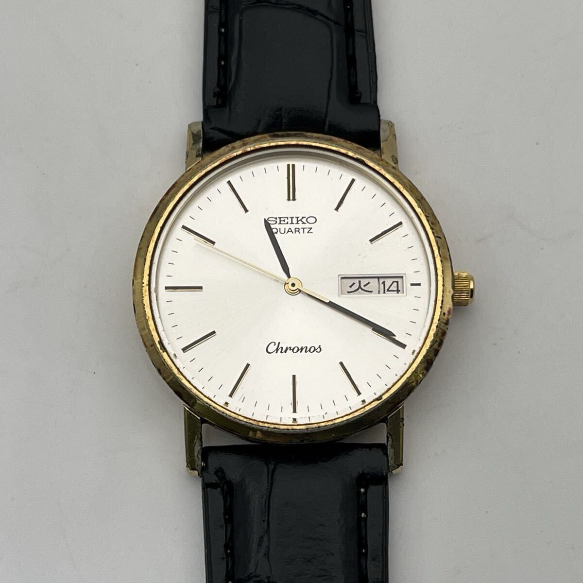 SEIKO QUARTZ Chronos WATER RESISTANT BASE METAL ST.STEEL BACK 7433-800A セイコー クロノス 3針 デイデイト 新品電池・バンド交換済