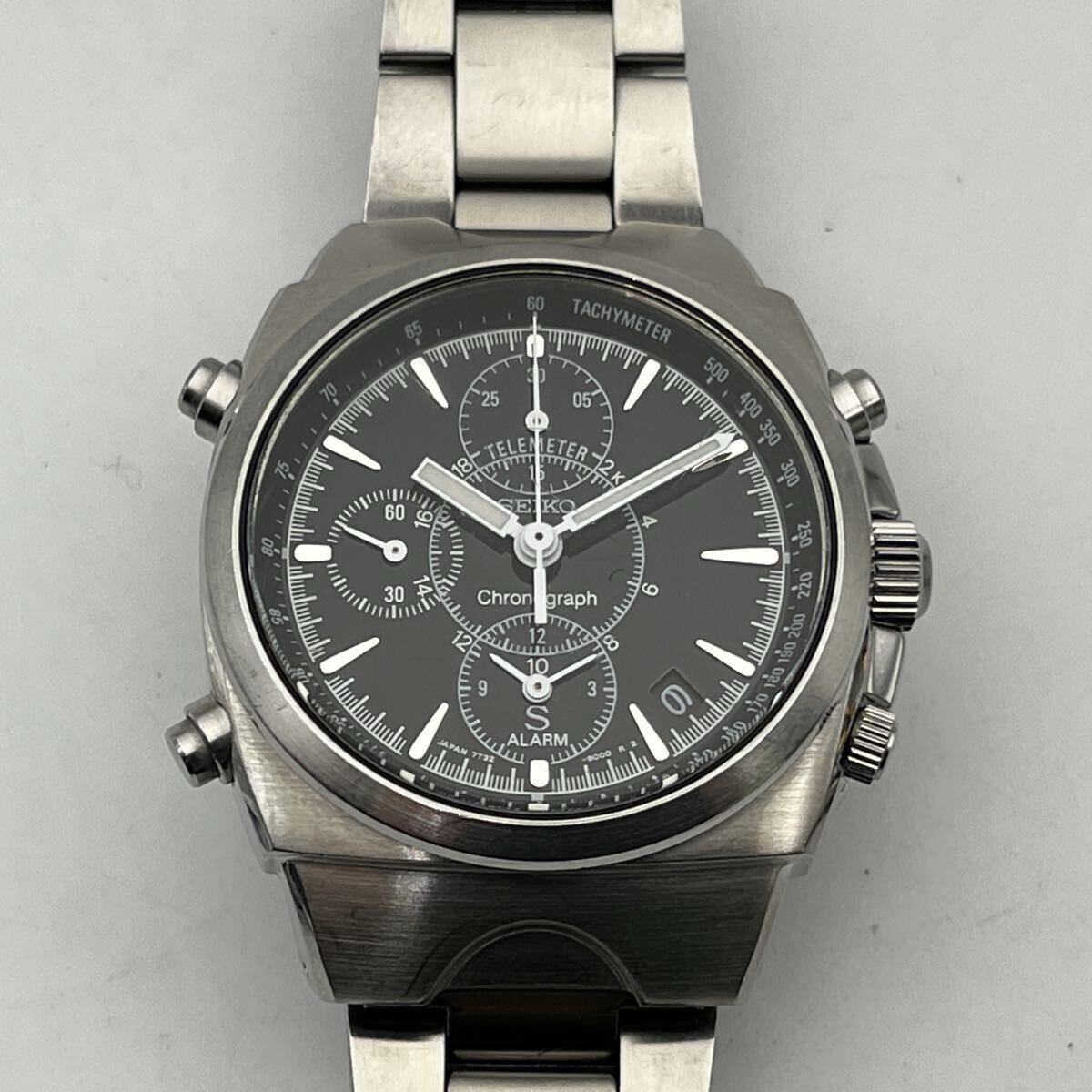 SEIKO CHRONOGRAPH ALARM 7T32-9000 STAINLESS STEEL WATER RESISTANT 10BAR セイコー クロノグラフ アラーム クォーツ