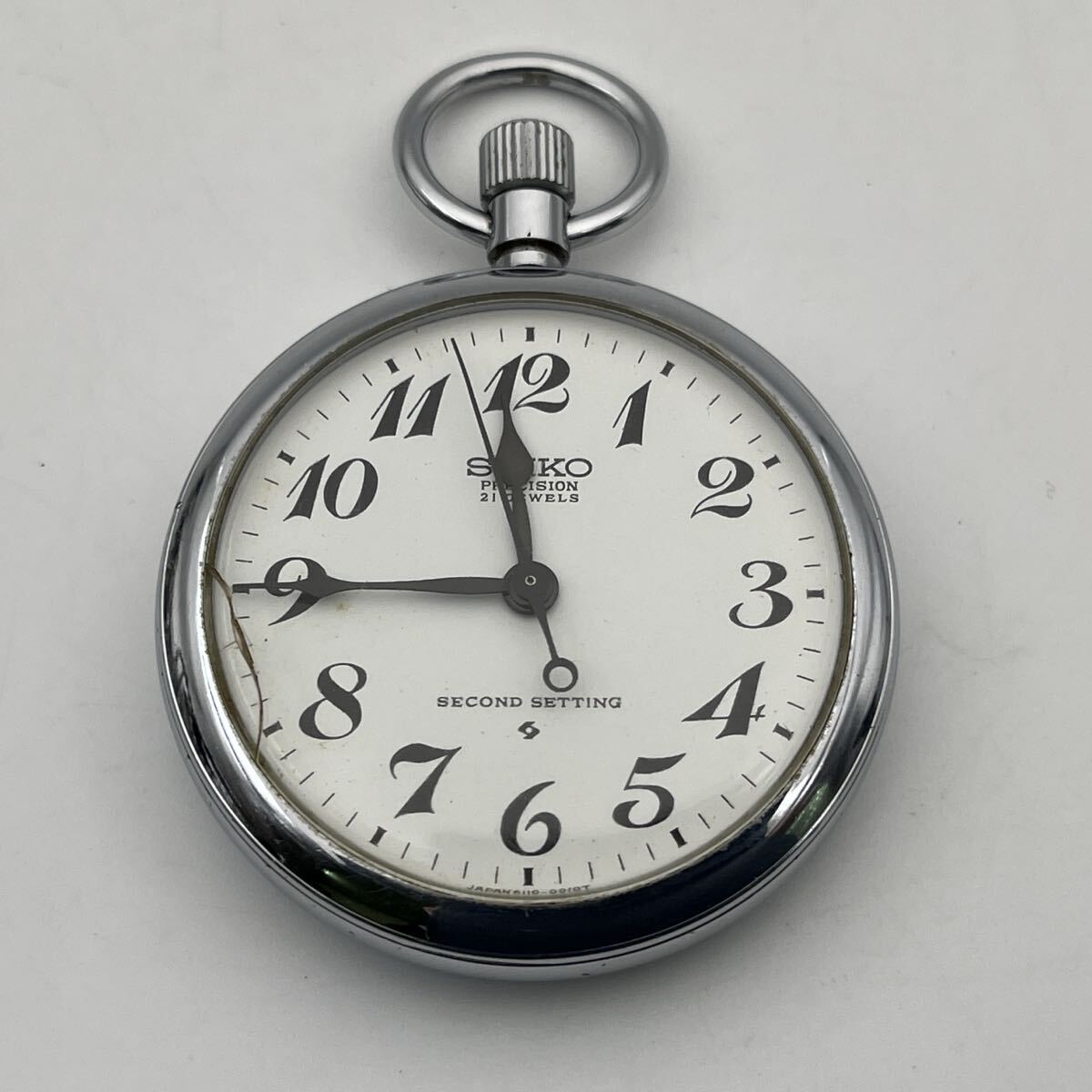 SEIKO PRECISION 21 JEWELS SECOND SETTING 6110-0010 JAPAN セイコー プレシジョン 21石 懐中時計 手巻き 鉄道時計 アンティーク 動作品