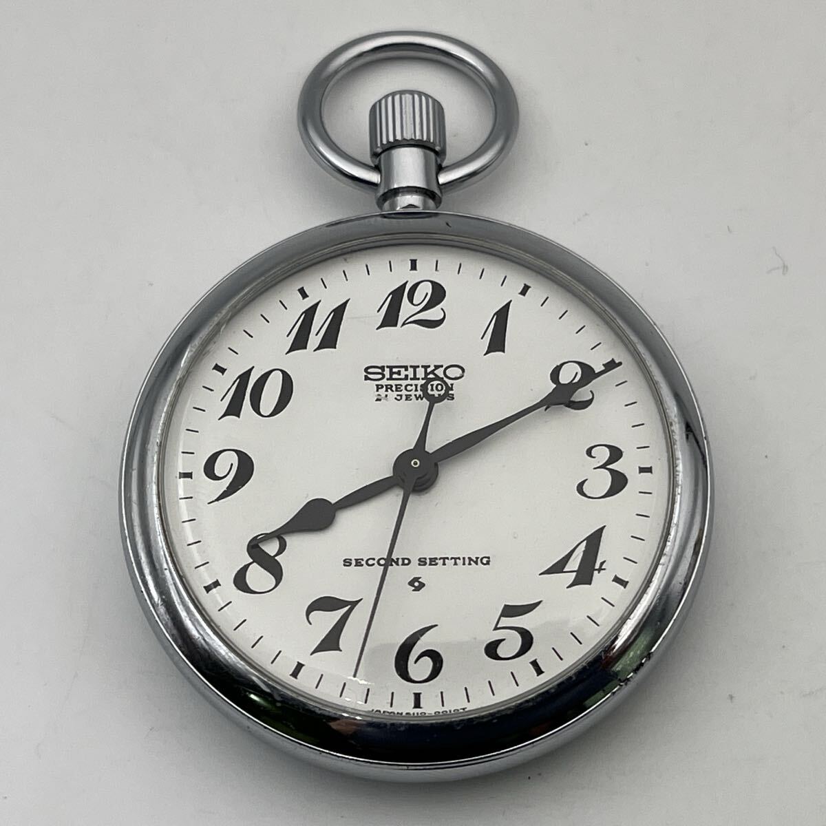 昭47 624 広鉄 SEIKO PRECISION 21 JEWELS SECOND SETTING セイコー プレシジョン 懐中時計 手巻き 鉄道時計 鉄道廃品 アンティーク 動作品