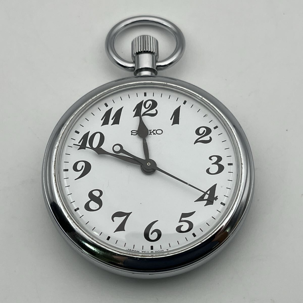 SEIKO QUARTZ 7C11-0010 セイコー 懐中時計 鉄道時計 アンティーク 新品電池交換済