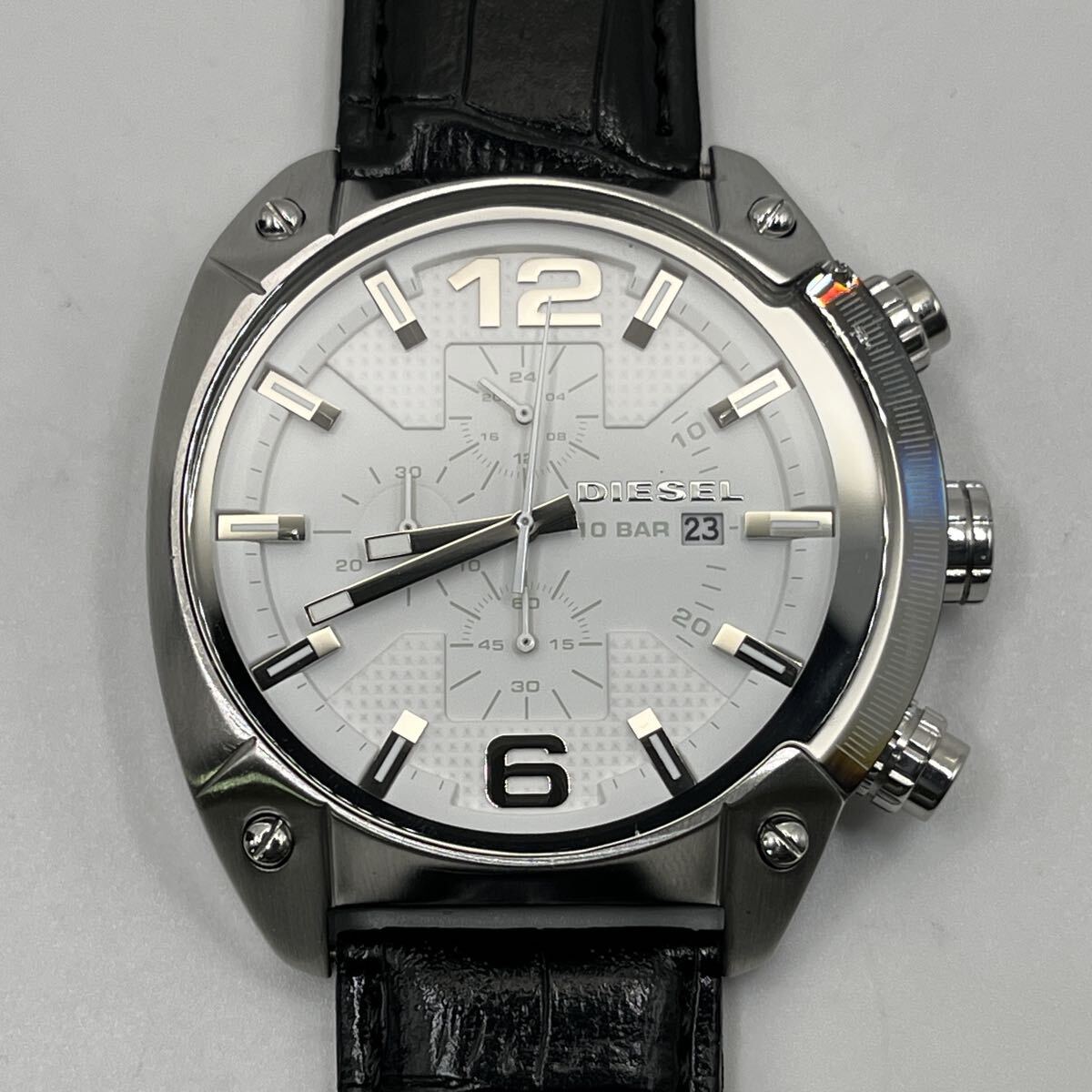 DIESEL ONLY THE BRAVE DZ-4315 SOLID STAINLESS STEEL WATER RESISTANT 10BAR/330FEET ディーゼル クロノグラフ 動作品 新品バンド交換済