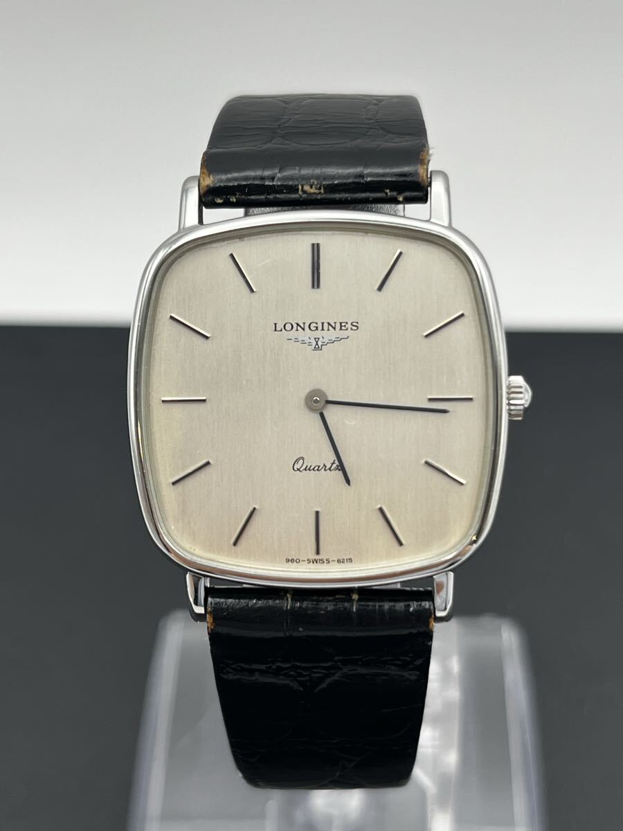 1円スタート　 ロンジン LONGINES スクエア クォーツ シルバー文字盤 腕時計　960-SWISS-6215 【不動品】