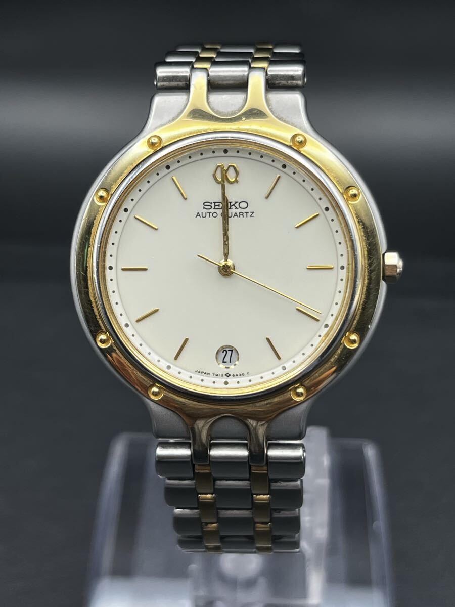 【1円スタート】 SEIKO セイコー オートクォーツ クオーツ ゴールド シルバー 腕時計　【不動品】【付属品付き】